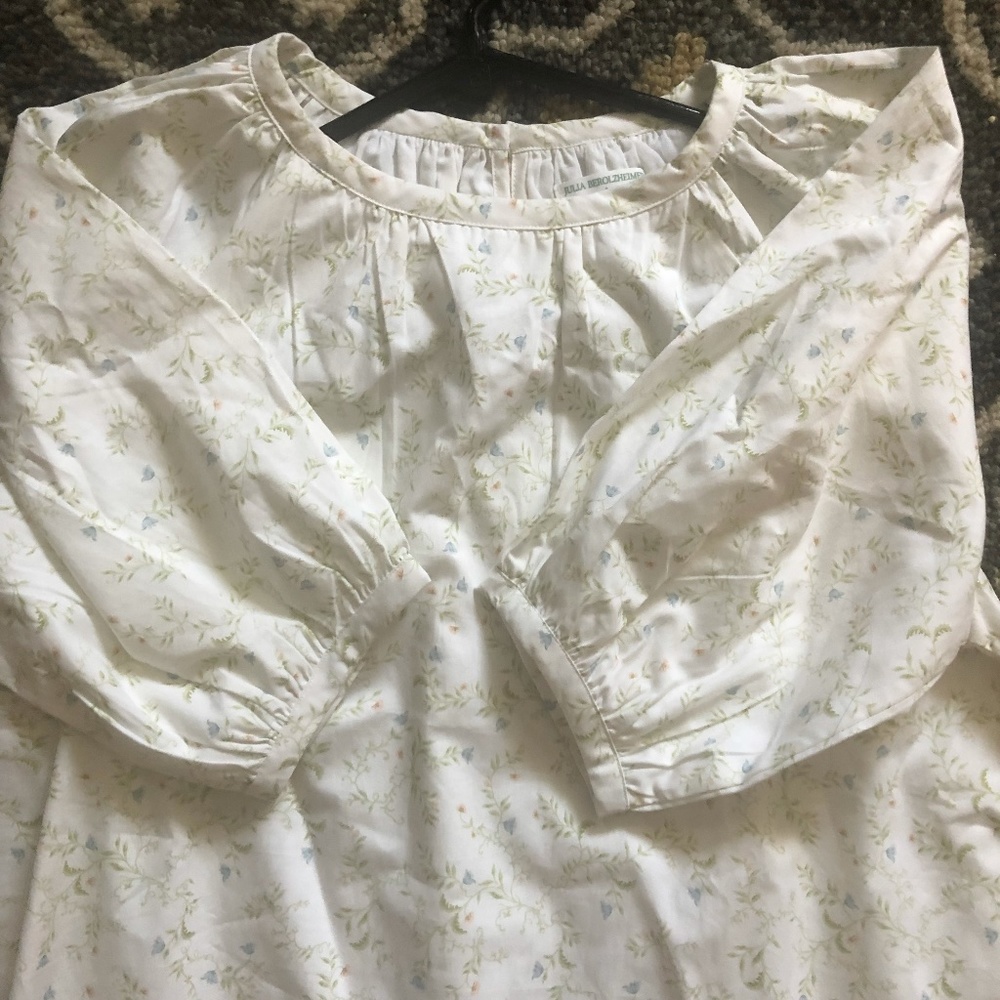 JB x LAKE Poplin Gathered Sleeve Dress in Spring Vine